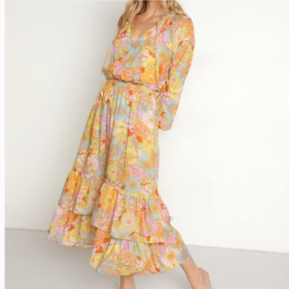 Show Me Your Mumu Cait Midi Dress Groovy Blooms - Picture 2 of 5